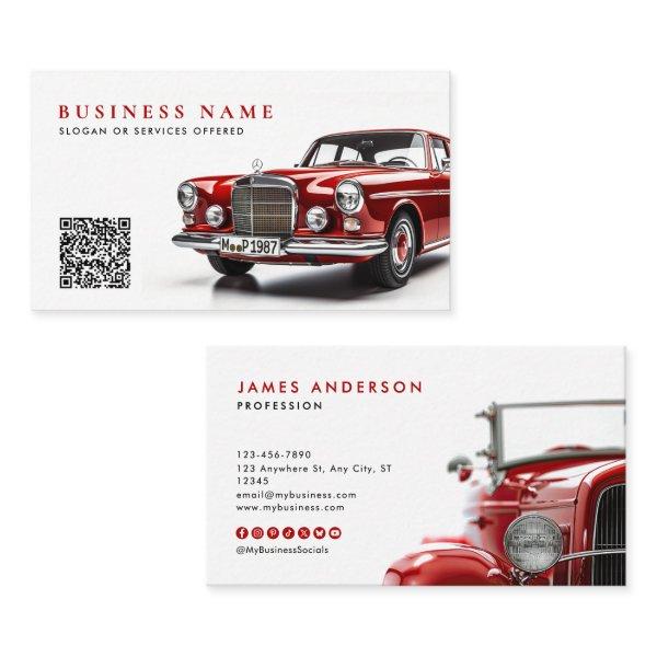 Vintage Car/Auto QR Code & Social Media Icons
