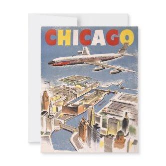 Vintage Chicago USA Air Travel Advertisement Card