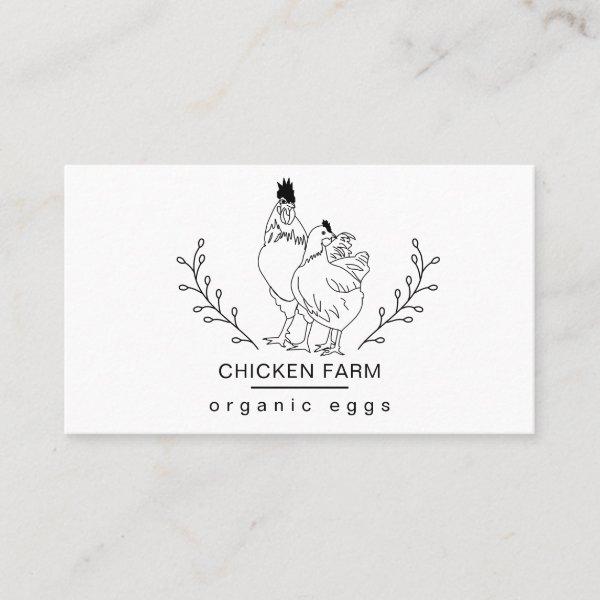 Vintage Chicken Farm with Country Hen Rooster