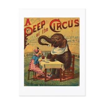 Vintage Circus Illustration Art Old Antique Holiday Postcard