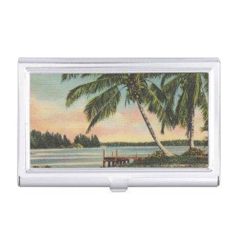 Vintage Coconut Palms Tropical Breeze Sunset  Holder