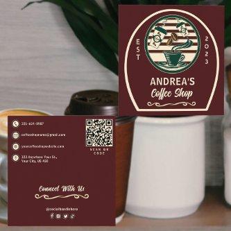 Vintage Coffee Company Shop Custom Logo QR Code Square