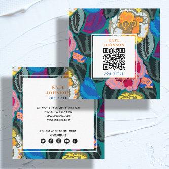 Vintage Colorful Abstract QR Code Social Media Square