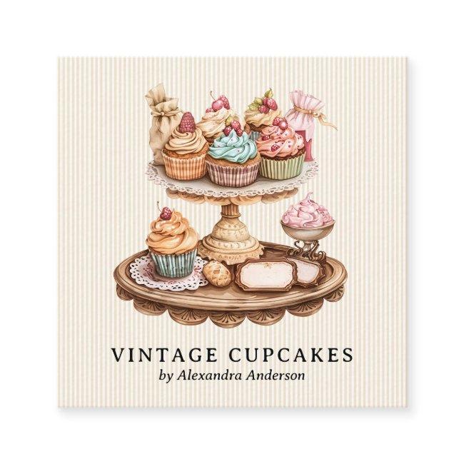 Vintage Cupcake Retro Bakery Square