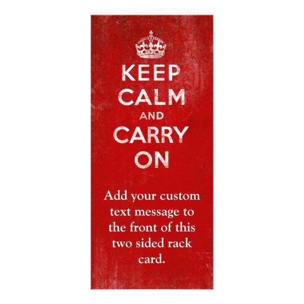 Vintage Deep Red Distressed Keep Calm and Carry On Rack Card