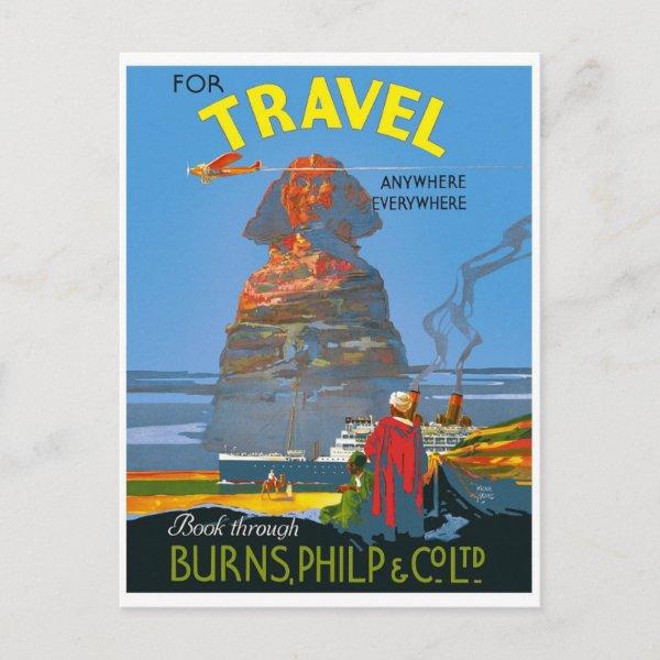 Vintage Egypt Air Travel Advertisement Postcard