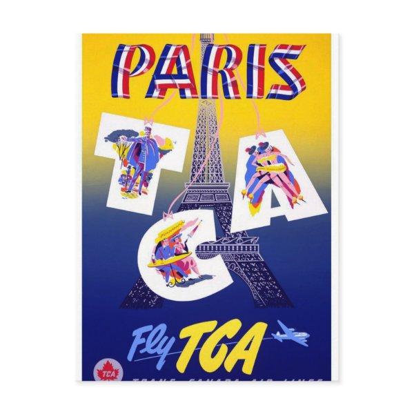 Vintage Eiffel Tower Paris Air Travel Advertising Postcard