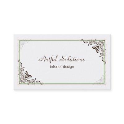 Vintage Elegant Green Brown Scrolls