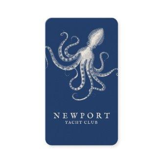 Vintage Engraved Style Octopus Ocean Nautical Navy