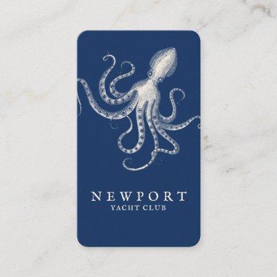 Vintage Engraved Style Octopus Ocean Nautical Navy