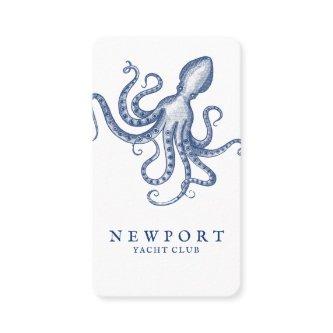 Vintage Engraved Style Octopus Ocean Theme White