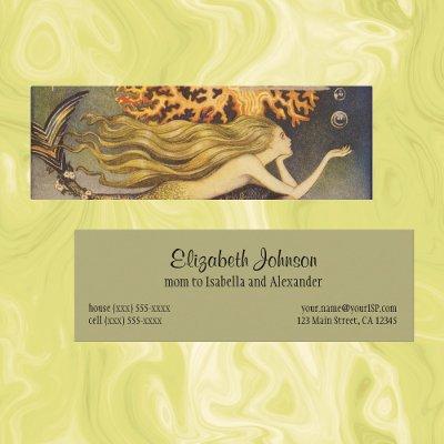 Vintage Fairy Tale, Little Mermaid in Ocean Coral Calling Card
