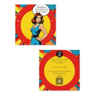 vintage fashion boutique Retro Pop Art woman Wow Square