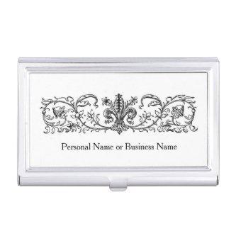 Vintage Fleur De Lis Acorn Leaf Floral Custom Name  Case