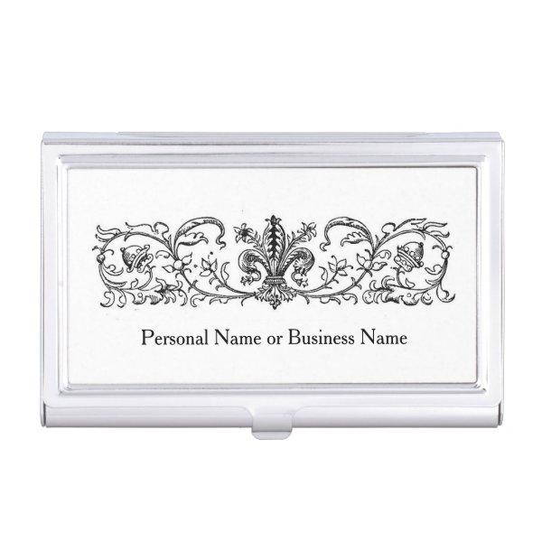 Vintage Fleur De Lis Acorn Leaf Floral Custom Name  Case