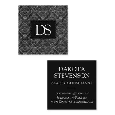 Vintage Fleur de Lis | Grunge Damask Monogram Calling Card