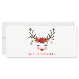 Vintage Floral Reindeer Holiday Gift Certificate