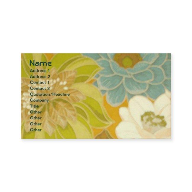 Vintage Floral Wallpaper, Turquoise Green & Brown