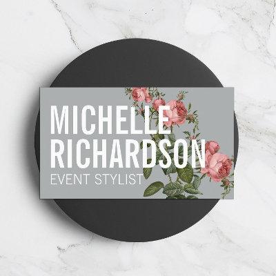 Vintage Florals Bold Text on Slate