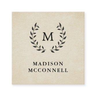 Vintage French Style Wreath and Monogram Square