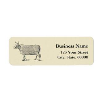 VINTAGE Gardening Tools Cow Address Labels
