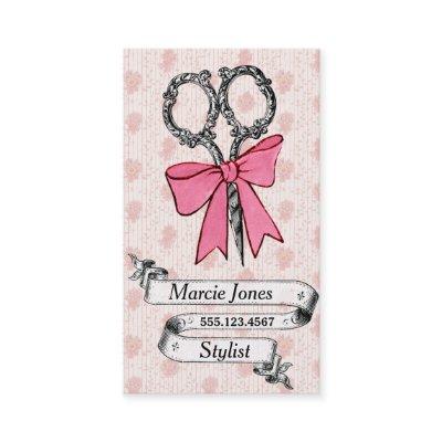 vintage girly hair stylist pink bow shears