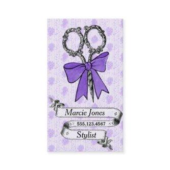 vintage girly hair stylist purple bow shears