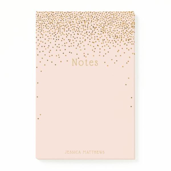 Vintage Glam Gold Confetti Blush Pink Post-it Notes