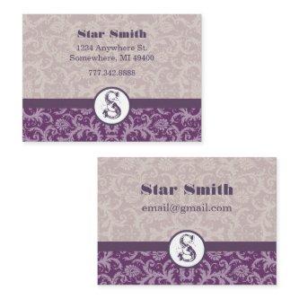Vintage Gold and Purple Swirly Damask Pattern