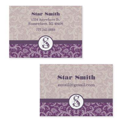 Vintage Gold and Purple Swirly Damask Pattern