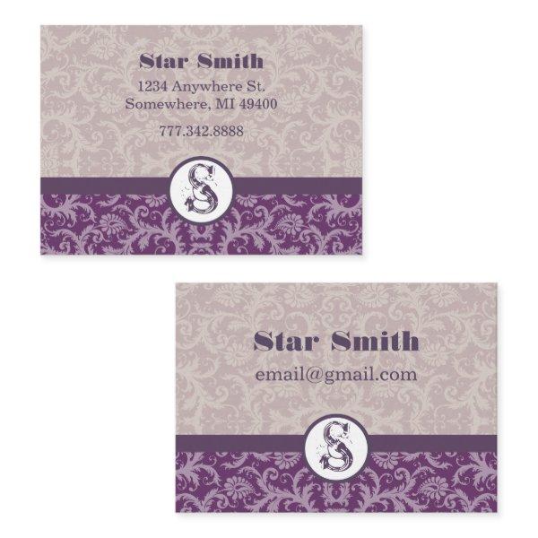 Vintage Gold and Purple Swirly Damask Pattern