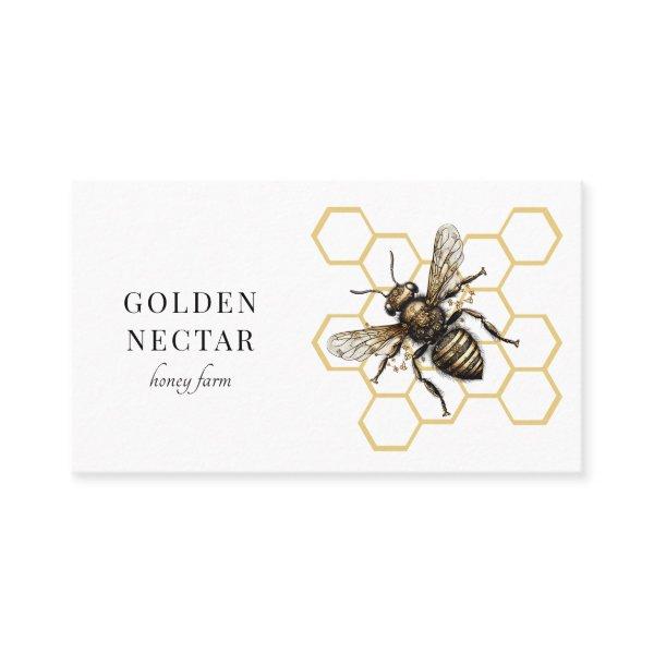 Vintage Gold Bee Logo Honeybee Beekeeper