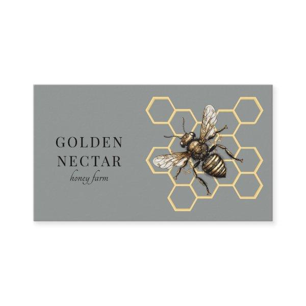 Vintage Gold Bee Logo Honeybee Beekeeper