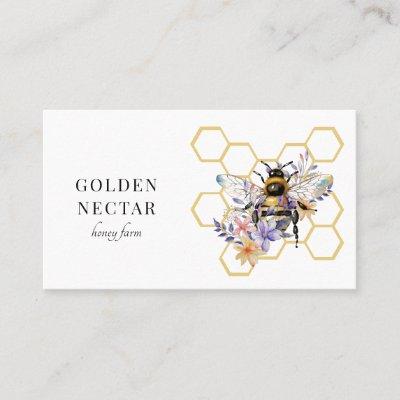 Vintage Gold Bee Logo Honeybee Beekeeper