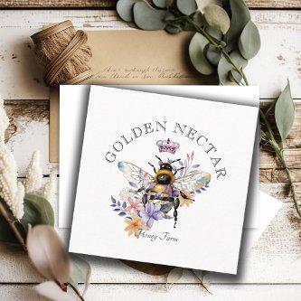 Vintage Gold Bee Logo Honeybee Beekeeper  Square