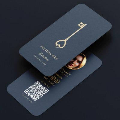 Vintage Gold Key Real Estate Agent QR Code