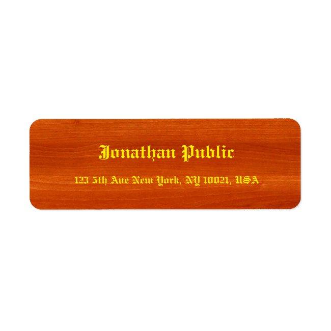 Vintage Gold Script Elegant Walnut Wood Template Label