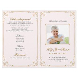 Vintage Gold Swirl Funeral Program | Edit Color Fl Flyer