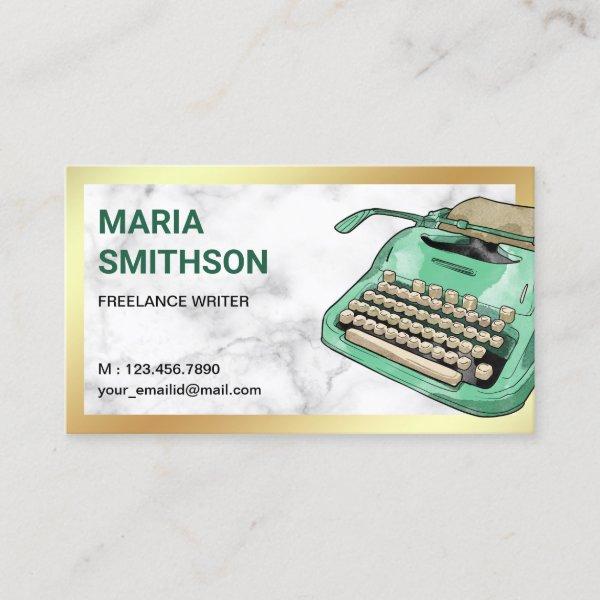 Vintage Green Typewriter QR Code Writer Author