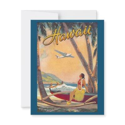 Vintage Hawaiian Islands Travel Aloha Pacific Invitation