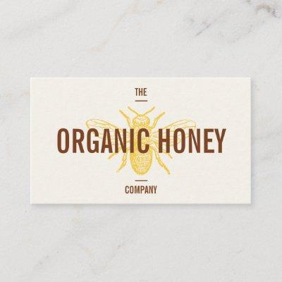 Vintage honey bee engraving logo bold brown yellow