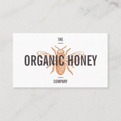 Vintage honey bee engraving logo bold white orange