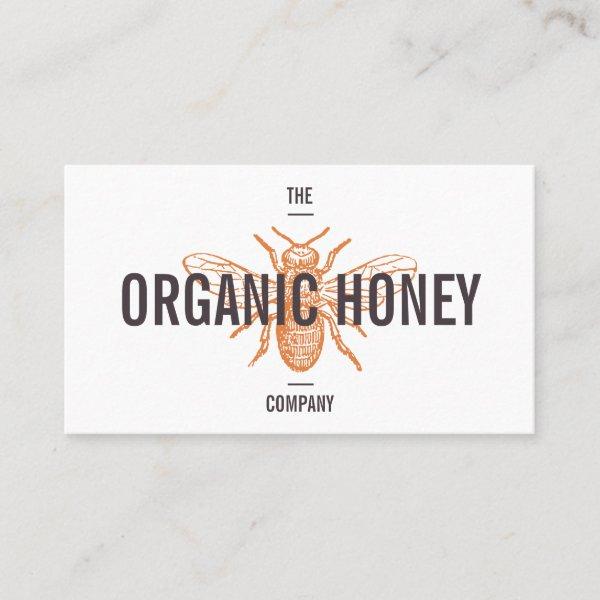 Vintage honey bee engraving logo bold white orange