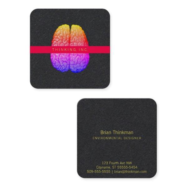 Vintage Human Brain Illustration Rainbow Gradient  Square