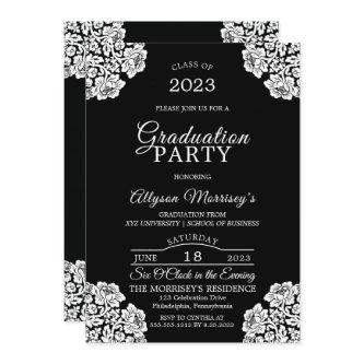 Vintage Lace Photo Graduation  Invitation