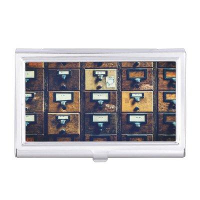 Vintage library card catalog wood cabinet  case