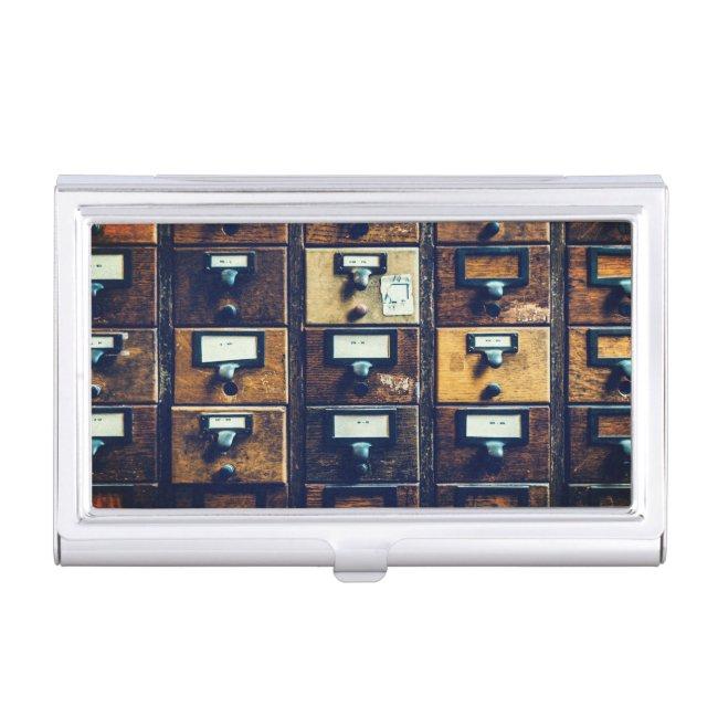 Vintage library card catalog wood cabinet case