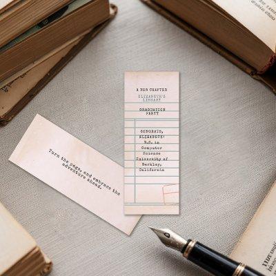 Vintage Library Card Custom Graduation Bookmark