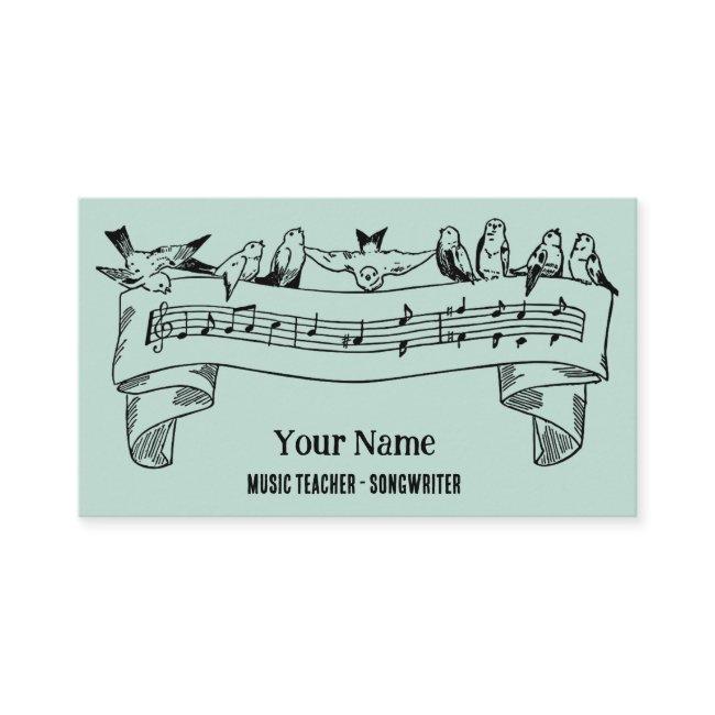 Vintage Line Art Birds Music Notes Customized