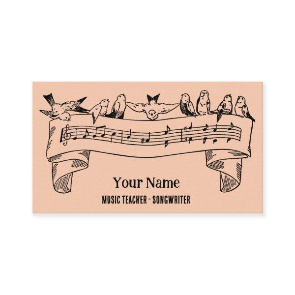 Vintage Line Art Birds Music Notes Customized